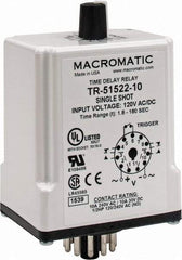 Macromatic - 11 Pin, Multiple Range DPDT Time Delay Relay - 10 Contact Amp, 120 VAC/VDC, Knob - Makers Industrial Supply