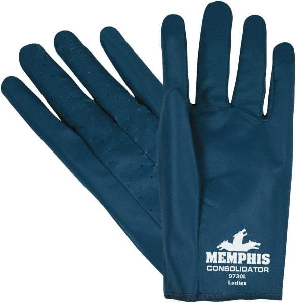 MCR Safety - Size L (9), 8-1/2" Long, Supported, Nitrile Chemical Resistant Gloves - Smooth Finish, Cotton Interlock Knit Lined, Blue - Makers Industrial Supply