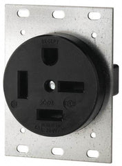 Cooper Wiring Devices - 250 VAC, 50 Amp, 15-50R NEMA Configuration, Black, Industrial Grade, Self Grounding Single Receptacle - 1 Phase, 3 Poles, 4 Wire, Flush Mount - Makers Industrial Supply