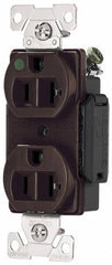 Cooper Wiring Devices - 125 VAC, 20 Amp, 5-20R NEMA Configuration, Brown, Hospital Grade, Self Grounding Duplex Receptacle - 1 Phase, 2 Poles, 3 Wire, Flush Mount, Antimicrobial, Chemical and Impact Resistant - Makers Industrial Supply