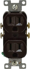 Cooper Wiring Devices - 125 VAC, 15 Amp, 5-15R NEMA Configuration, Brown, Specification Grade, Self Grounding Duplex Receptacle - 1 Phase, 2 Poles, 3 Wire, Flush Mount, Tamper Resistant - Makers Industrial Supply