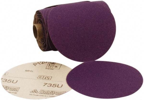 3M - 5" Diam, 180 Grit Ceramic Adhesive PSA Disc - Very Fine Grade, Purple, C Weighted Backing, Flexible, 12,000 Max RPM, Use with Random Orbital Sanders - Makers Industrial Supply