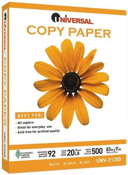 UNIVERSAL - 8-1/2" x 11" White Copy Paper - Use with Laser Printers, Copiers, Plain Paper Fax Machines - Makers Industrial Supply