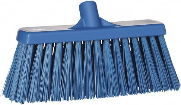 Vikan - 12" Heavy Duty Synthetic Push Broom - 4" Bristle Length, Plastic Block, European Threaded Handle Connection - Makers Industrial Supply