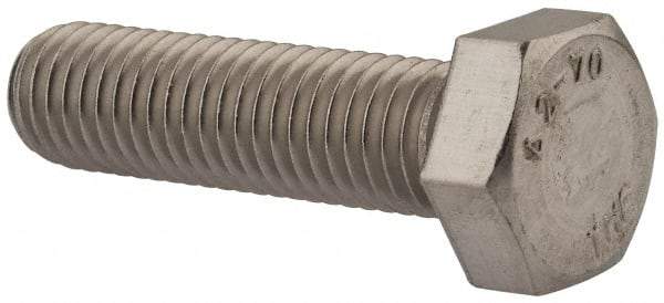 Value Collection - M12x1.75mm Metric Coarse, 45mm Length Under Head Hex Head Cap Screw - Fully Threaded, Grade 18-8 & Austenitic A2 Stainless Steel, Uncoated, 19mm Hex - Makers Industrial Supply