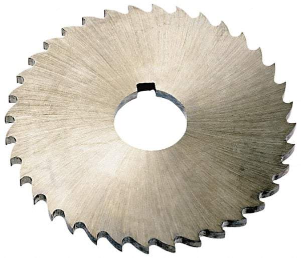 Keo - 5" Diam x 1/8" Blade Thickness x 1" Arbor Hole Diam, 44 Tooth Slitting and Slotting Saw - Arbor Connection, Right Hand, Uncoated, High Speed Steel, Concave Ground, Contains Keyway - Makers Industrial Supply