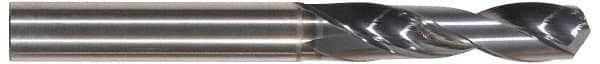 Tungaloy - 3/8" 130° Spiral Flute Solid Carbide Screw Machine Drill Bit - TiAlN Finish, Right Hand Cut, 1.692" Flute Length, 3.503" OAL, Standard Point, Straight Shank - Makers Industrial Supply