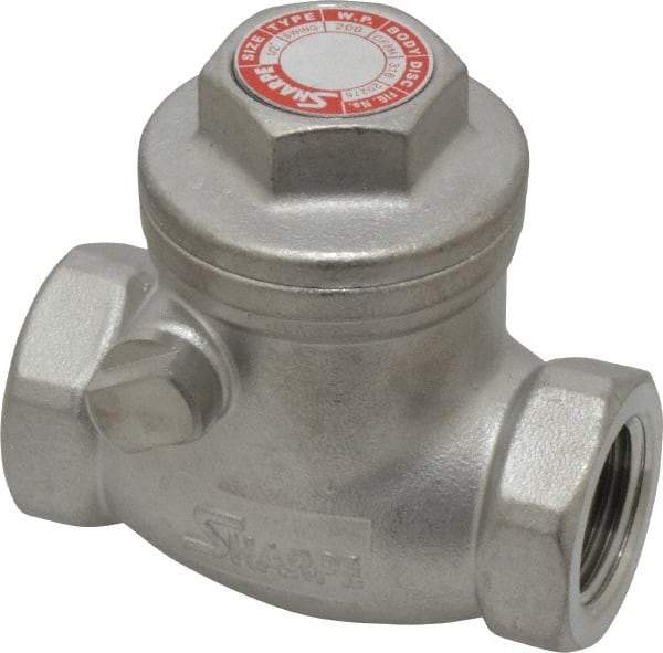 Sharpe Valves - 1/2" Stainless Steel Check Valve - FNPT x FNPT, 200 WOG - Makers Industrial Supply