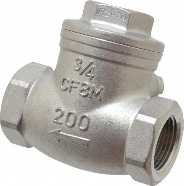 Sharpe Valves - 3/4" Stainless Steel Check Valve - FNPT x FNPT, 200 WOG - Makers Industrial Supply