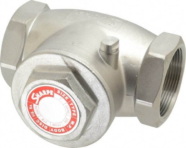 Sharpe Valves - 2" Stainless Steel Check Valve - FNPT x FNPT, 200 WOG - Makers Industrial Supply