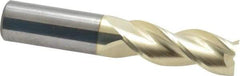 Accupro - 5/8", 1-5/8" LOC, 5/8" Shank Diam, 3-1/2" OAL, 3 Flute, Solid Carbide Square End Mill - Single End, ZrN Finish, Spiral Flute, 37° Helix, Centercutting, Right Hand Cut, Right Hand Flute - Makers Industrial Supply