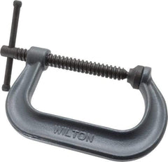 Wilton - Regular-Duty 4-1/4" Max Opening, 3-1/4" Throat Depth, Forged Steel Standard C-Clamp - 6,200 Lb Capacity, 0" Min Opening, Deep Throat - Makers Industrial Supply