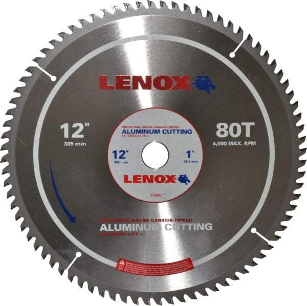 Lenox - 12" Diam, 1" Arbor Hole Diam, 80 Tooth Wet & Dry Cut Saw Blade - Titanium Carbide-Tipped, General Purpose Action, Standard Round Arbor - Makers Industrial Supply