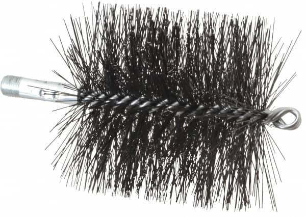 Schaefer Brush - 4-1/2" Brush Length, 4-1/2" Diam, Double Stem, Double Spiral Tube Brush - 7-1/2" Long, Tempered Steel Wire, 1/4" NPT Male Connection - Makers Industrial Supply