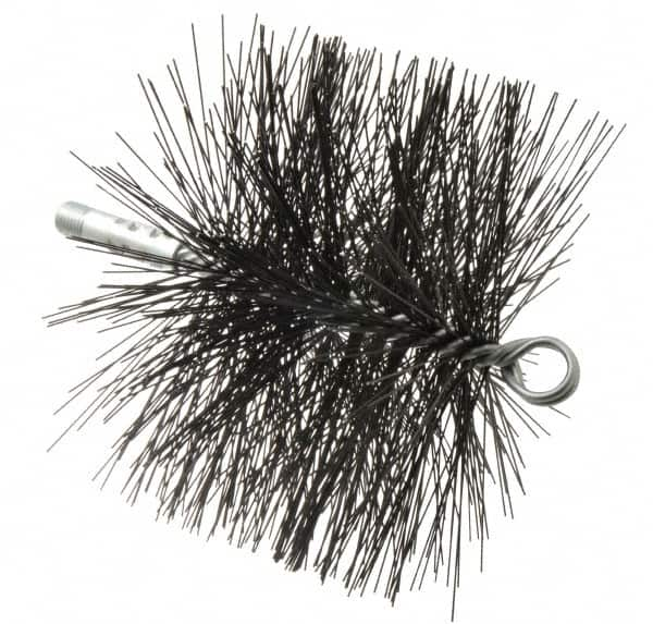 Schaefer Brush - 4-1/2" Brush Length, 7" Diam, Double Stem, Double Spiral Tube Brush - 7-1/2" Long, Tempered Steel Wire, 1/4" NPT Male Connection - Makers Industrial Supply