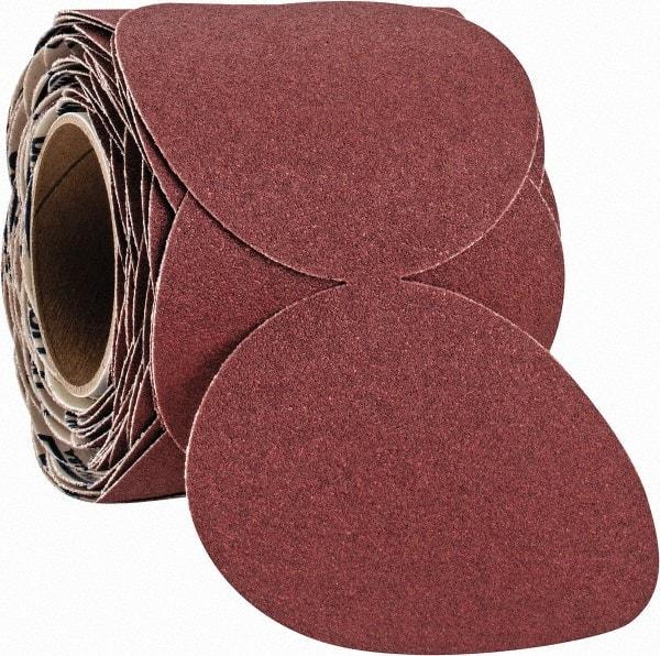 Norton - 5" Diam, 80 Grit Ceramic Adhesive PSA Disc - Coarse Grade, Maroon, F Weighted Backing, Flexible - Makers Industrial Supply