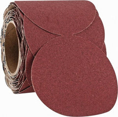 Norton - 5" Diam, 100 Grit Ceramic Adhesive PSA Disc - Medium Grade, Maroon, F Weighted Backing, Flexible - Makers Industrial Supply