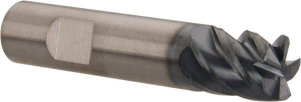 SGS - 1/2", 5 Flute, Single End, Solid Carbide, 0.03" Corner Radius End Mill - 2-1/2" OAL, 45° Helix, Right Hand Flute, 5/8" LOC, Right Hand Cut - Makers Industrial Supply