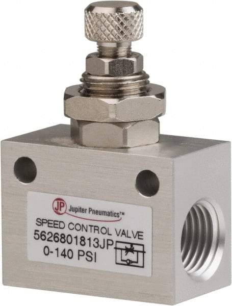 PRO-SOURCE - 1/4" NPT Inline Speed Control Valve - 0 to 140.78 psi & Aluminum Alloy Material - Makers Industrial Supply