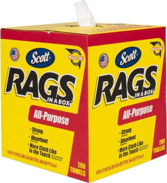 Scott - Virgin Double Re-Creped Rag - Medium Lint, White, 11 x 12", Comes in Box - Makers Industrial Supply