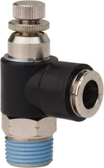 PRO-SOURCE - 3/8" NPT x 3/8" Tube OD Right Angle Flow Control Valve - 0 to 113.76 psi & Techno Polymer, Brass, Steel Material - Makers Industrial Supply