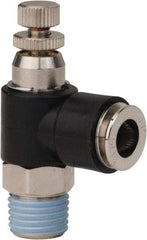 PRO-SOURCE - 1/4" NPT x 5/16" Tube OD Right Angle Flow Control Valve - 0 to 113.76 psi & Techno Polymer, Brass, Steel Material - Makers Industrial Supply