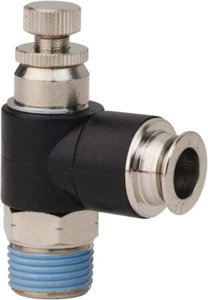 PRO-SOURCE - 3/8" Male NPT x 3/8" Tube OD Compact Banjo Valve - 0 to 113.76 psi & Techno Polymer, Brass, Steel Material - Makers Industrial Supply