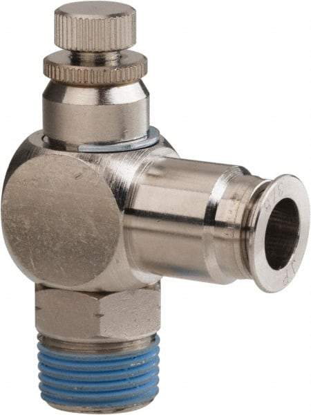 PRO-SOURCE - 3/8" Male NPT x 3/8" Tube OD Tamper Resistant Valve - 0 to 113.76 psi & Nickel Plated Brass Material - Makers Industrial Supply