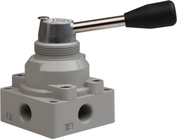 Value Collection - 3/8" NPT Manual Mechanical Valve - 4-Way, 2 Position with L Cock Device, 0.976 CV Rate & 127.98 Max psi - Makers Industrial Supply