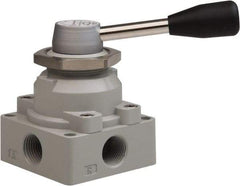 Value Collection - 1/2" NPT Manual Mechanical Valve - 4-Way, 3 Position with I Panel Nut, 0.976 CV Rate & 127.98 Max psi - Makers Industrial Supply