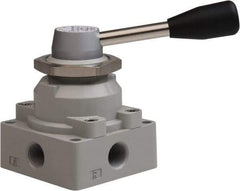 Value Collection - 3/8" NPT Manual Mechanical Valve - 4-Way, 3 Position with I Panel Nut, 0.976 CV Rate & 127.98 Max psi - Makers Industrial Supply