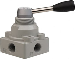 PRO-SOURCE - 1/2" NPT Manual Mechanical Valve - 4-Way, 3 Position, Lever, 0.98 CV Rate & 127.98 Max psi - Makers Industrial Supply