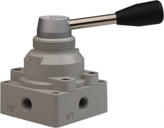 PRO-SOURCE - 1/4" NPT Manual Mechanical Valve - 4-Way, 3 Position, Lever, 0.98 CV Rate & 127.98 Max psi - Makers Industrial Supply