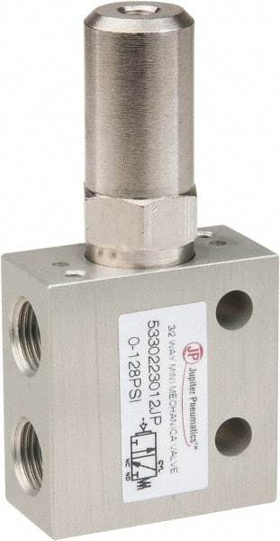 PRO-SOURCE - 1/8" NPT 3 Way, 2 Position Mini Mechanical Valve - 0.298 CV Rate, 7 CFM, 127.98 Max psi, Air Pilot/Spring Actuator - Makers Industrial Supply