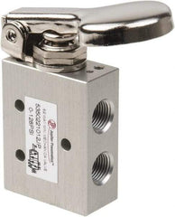 PRO-SOURCE - 1/8" NPT 5 Way, 2 Position Mini Mechanical Valve - 0.34 CV Rate, 9 CFM, 127.98 Max psi, Finger Button/Spring Actuator - Makers Industrial Supply