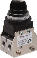 Value Collection - 1/8" NPT Mechanically Operated Air Valve - 3 Way, 2 Position, Two Stack Selector/Manual, 0.76 CV Rate & 127.98 Max psi - Makers Industrial Supply