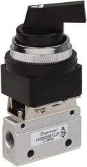 PRO-SOURCE - 1/8" NPT Mechanically Operated Air Valve - 3 Way, 2 Position, Long Selector/Manual, 0.1 CV Rate & 127.98 Max psi - Makers Industrial Supply