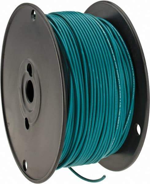 Made in USA - 18 AWG, 16 Strand, 500' OAL, Tinned Copper Hook Up Wire - Green PVC Jacket, 0.106" Diam - Makers Industrial Supply