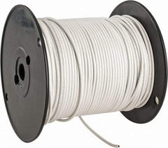 Made in USA - 14 AWG, 41 Strand, 500' OAL, Tinned Copper Hook Up Wire - White PVC Jacket, 0.136" Diam - Makers Industrial Supply