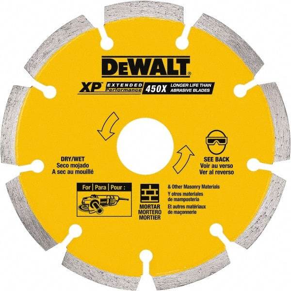 DeWALT - 6" Diam, 7/8" Arbor Hole Diam, Wet & Dry Cut Saw Blade - Diamond-Tipped, Standard Round Arbor - Makers Industrial Supply