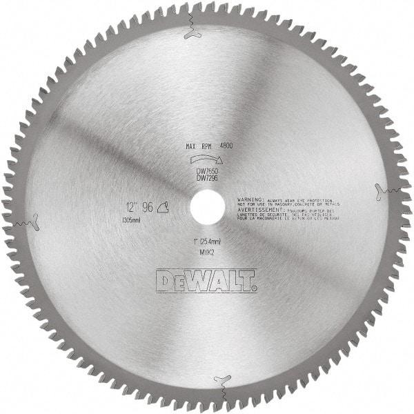 DeWALT - 12" Diam, 1" Arbor Hole Diam, 96 Tooth Wet & Dry Cut Saw Blade - Tungsten Carbide-Tipped, Standard Round Arbor - Makers Industrial Supply