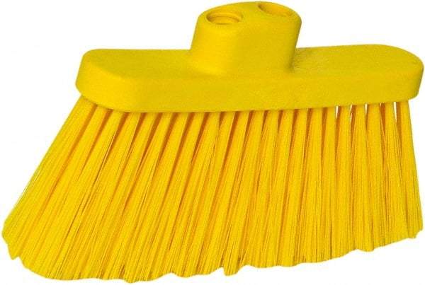 PRO-SOURCE - 10" Wide, Yellow Polypropylene Bristles, Angled Broom - Threaded Handle, 10 Inch Wide Broom, Yellow Bristles, Handle Sold Separately - Makers Industrial Supply