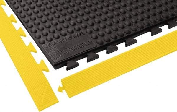 Wearwell - 3' Long x 1' Wide x 5/8" Thick, Anti-Fatigue Modular Matting Tiles - Male & Female, 4 Interlocking Sides, Black, For Dry Areas, Series 503 - Makers Industrial Supply