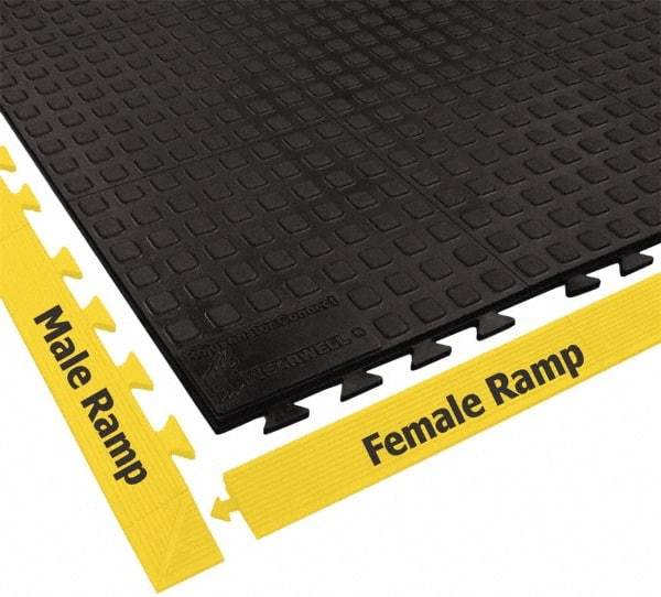 Wearwell - 3' Long x 1' Wide x 5/8" Thick, Anti-Fatigue Modular Matting Tiles - Male & Female, 4 Interlocking Sides, Black, For Dry Areas, Series 502 - Makers Industrial Supply