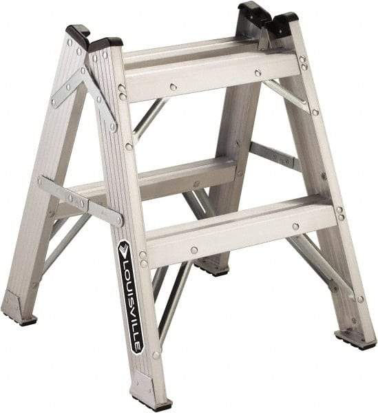 Louisville - 1 Step, 2' High, Type IAA Rating, Aluminum Step Stand - 375 Lb Capacity, 21" Base Width - Makers Industrial Supply