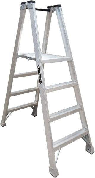 Louisville - 5 Steps, 6' High, Type IA Rating, Aluminum Platform Ladder - 300 Lb Capacity, 28-1/2" Base Width - Makers Industrial Supply