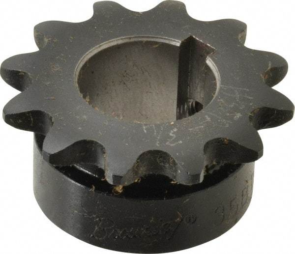 Browning - 12 Teeth, 3/8" Chain Pitch, Chain Size 35, Finished Bore Sprocket - 3/4" Bore Diam, 1.449" Pitch Diam, 1.63" Outside Diam - Makers Industrial Supply