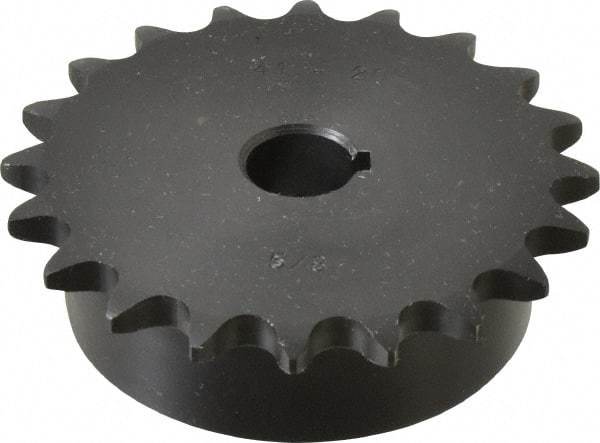 Browning - 20 Teeth, 1/2" Chain Pitch, Chain Size 41, Finished Bore Sprocket - 5/8" Bore Diam, 3.196" Pitch Diam, 3.45" Outside Diam - Makers Industrial Supply