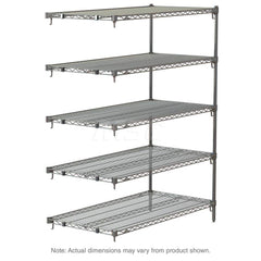 Add-On Unit Wire Shelving: 5 Shelves 18″ Wide, 48″ Deep, 74″ High