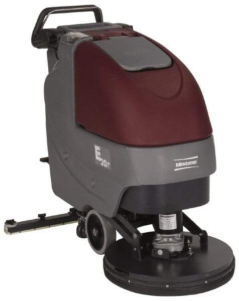 Minuteman - 20" Cleaning Width, Battery Powered Floor Scrubber - 0.75 (Brush) & 0.75 (Vacuum) hp, 180 RPM, 45" Water Lift, 12 Gal Tank Capacity, Series E20 - Makers Industrial Supply